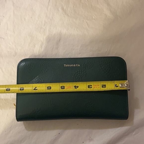 Tiffany & Co. Green Wave Embossed Continental Leather Zip Wallet Clutch Wallet - Picture 13 of 16
